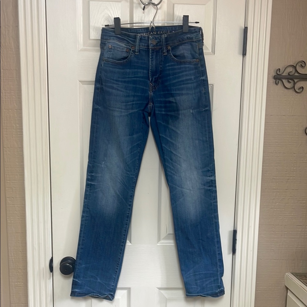 American Eagle Outfitters Blue Straight Jeans Classic Fit 28 x32